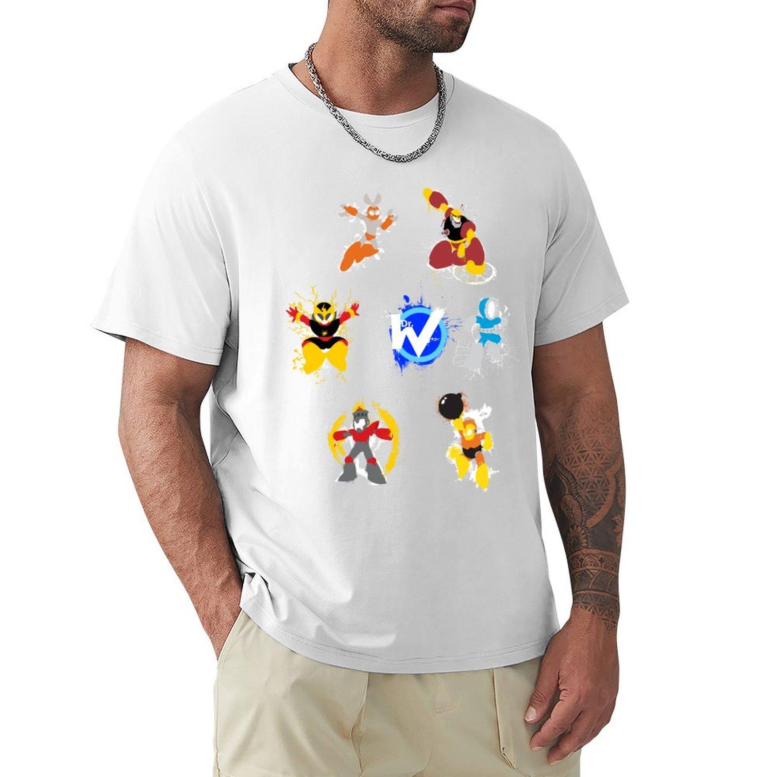 Robot Masters Of Mega Unisex 1 Splatter Art Tshirt Simple Line Art Print Tee S