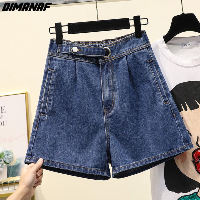 

DIMANAF 2023 летние джинсы плюс размер шорты джинсы женские пуговицы базовые брюки свободные повседневные женские тонкие синие брюки брюки 5XL