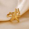 Stainless Steel Starfish Open Rings for Women Gold Color  Geometric Adjustable Ring Wedding Party Fashion Jewerly Gift Anillos