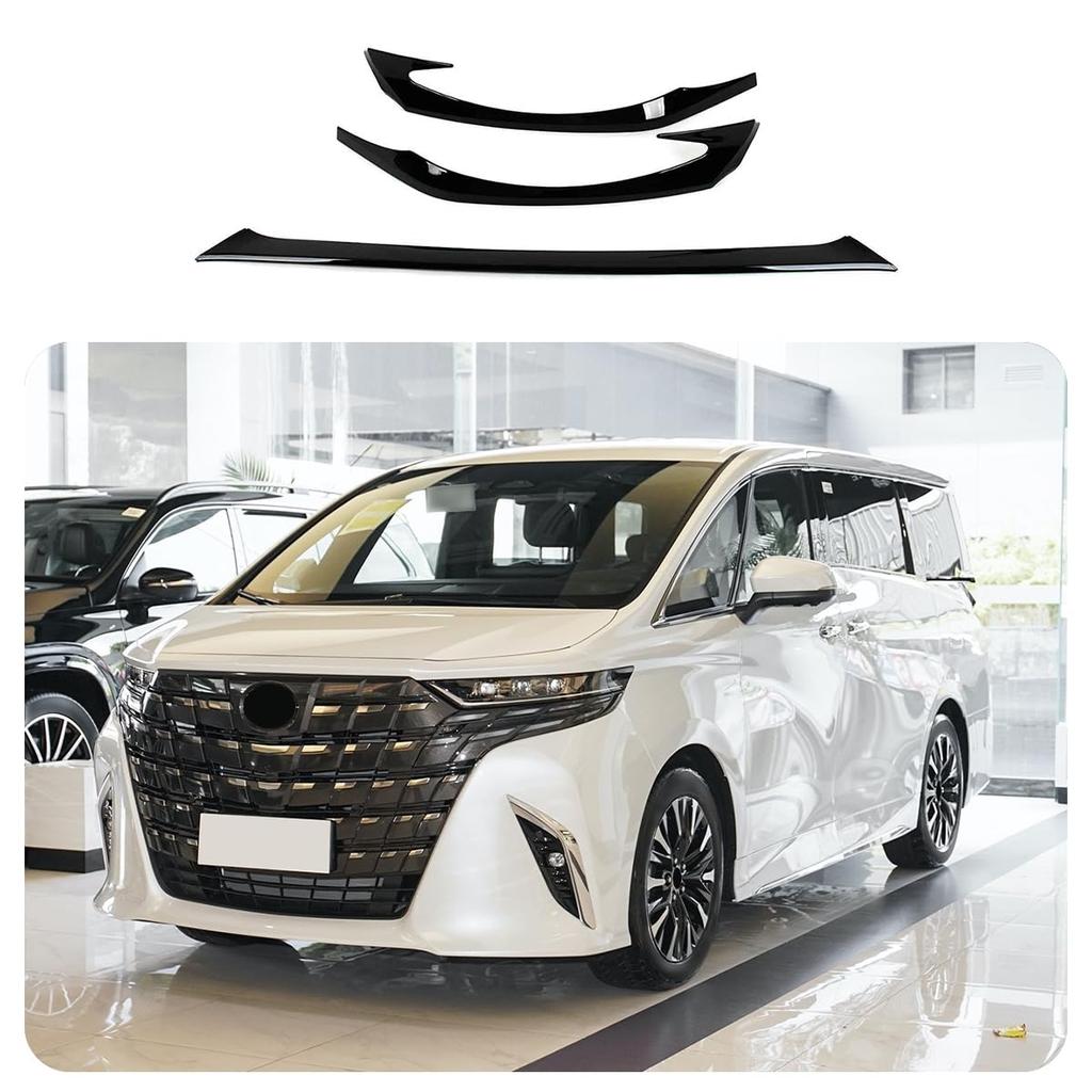 ZUNEIGUNG Front Bumper Garnish/Bumper Corner Covers for Toyota New Alphard (40 Series), Black, 3-Piece Set, Designed Exclusively for Toyota Alphard.