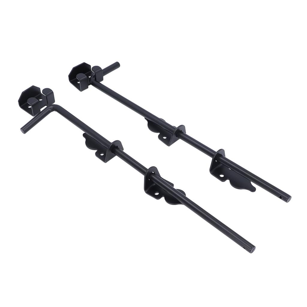 2pcs Door Drop Rod 18 Inch Heavy Duty Solid Steel Black Powder Coated Thicker Gate Ground Latch for for Single Double