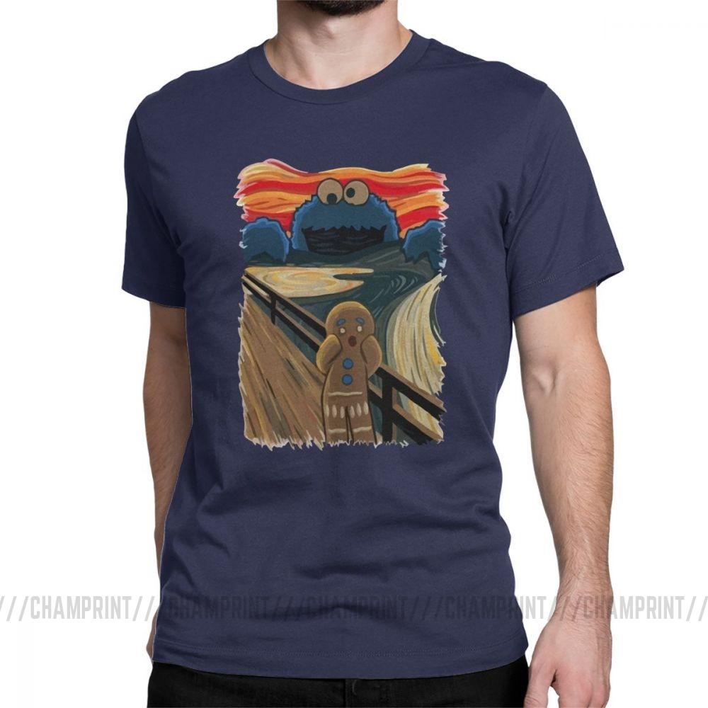 Famous Painting Harajuku Clothing Shouting Screaming Gingerbread Men S T Shirts Sesame Street Tee Shirt Cookie