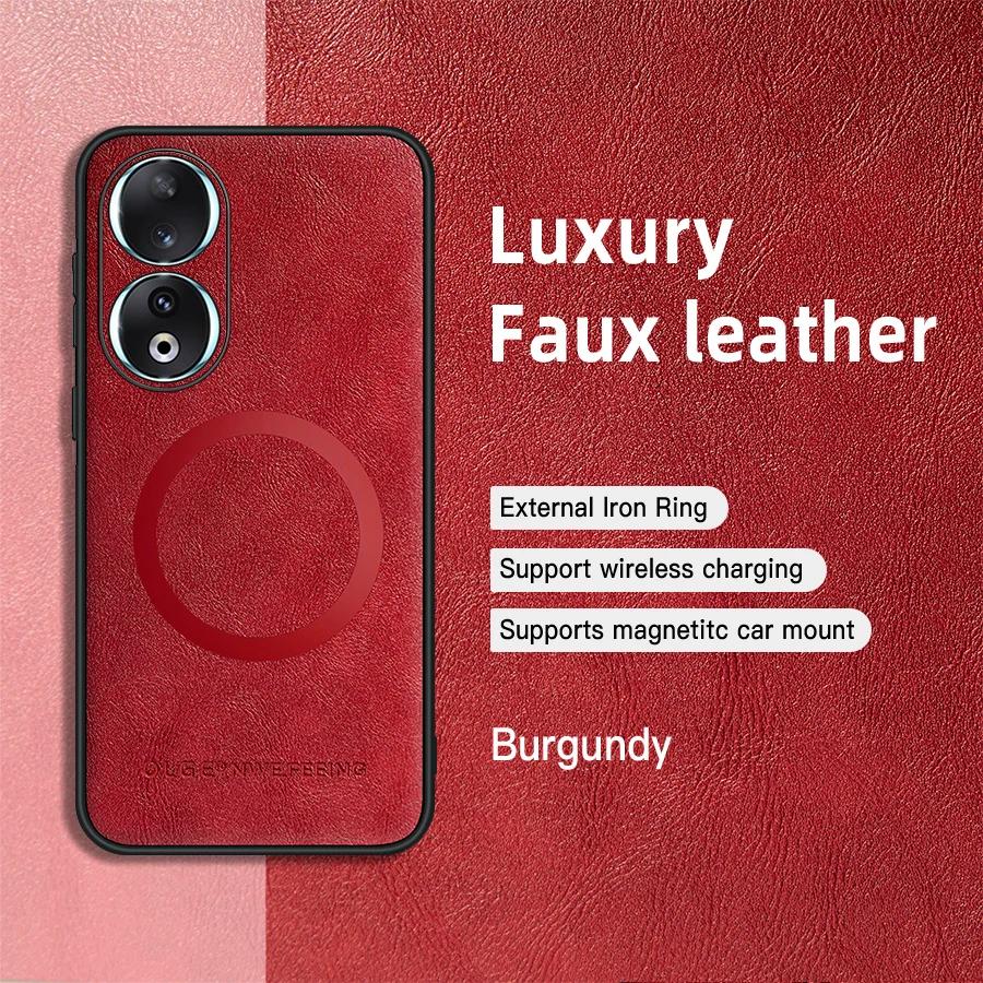 

Для Honor 90 90 Pro 90 Lite Чехол из ПУ кожи с магнитным кольцом, мягкими краями, защитой от падений и отпечатков пальцев For Honor 90 Lite