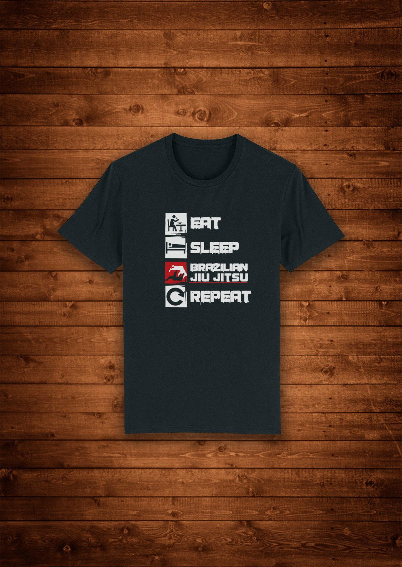 BJJ Routine Eat Sleep Repeat Jiu Jitsu / T shirt Unique Design Street Wear Art Urban Graphic Tees Top L