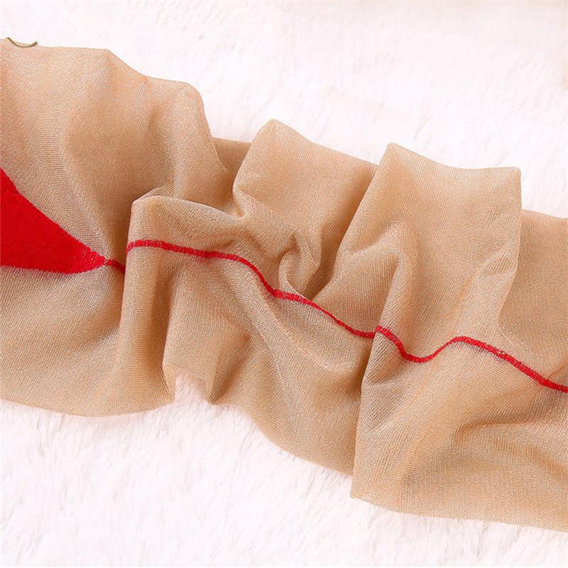 Retro Contrast Color Cuban Heel Back Seam Skinny Leg Pantyhose Women Sexy Open Crotch Tights 15D Transparent Party Club Lingerie