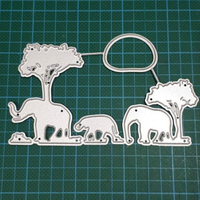 Elephants Family Nightfall Die Cuts Embossing Stencils Template Mould for Card Scrapbooking and DIY Craft Album Paper Card Decor