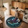 Owl, Werewolf, Castle, and Sea Monster In Ornate Frame Round Area Rug,Carpet Rug for Living Room Bedroom Sofa Playroom Decor,Non-slip Floor Mat