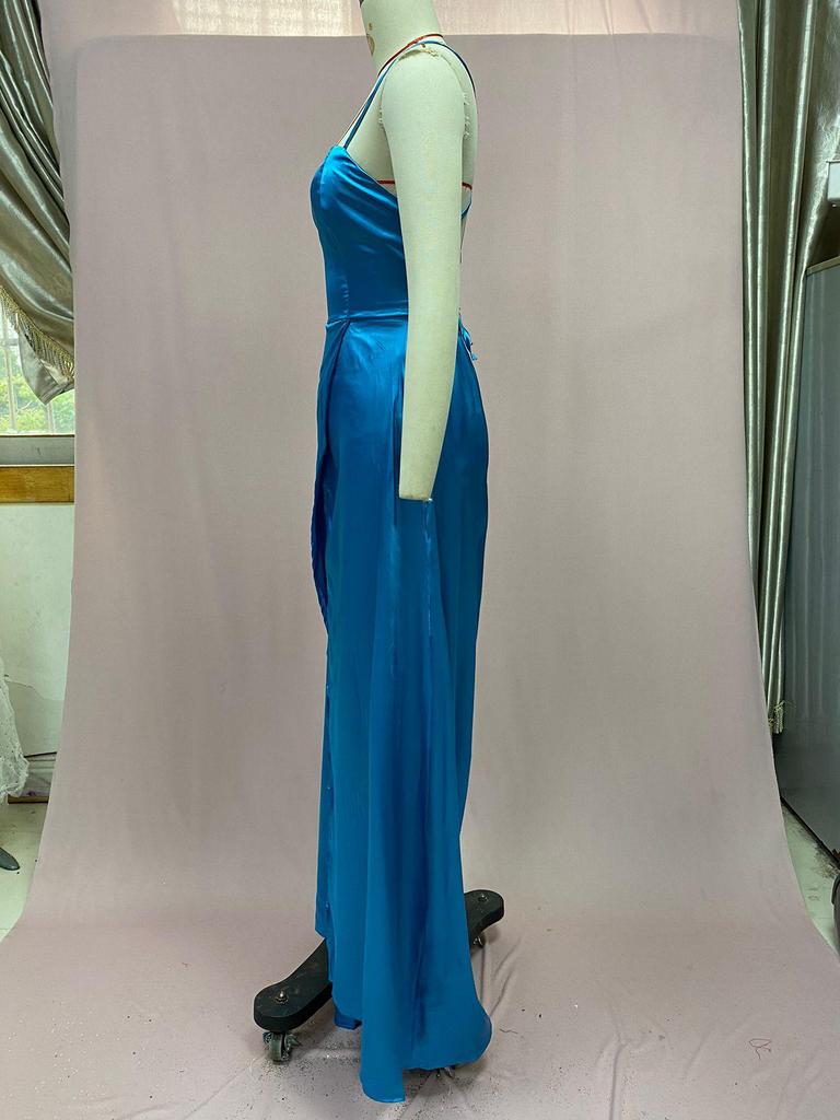 2025 Dlouhé zeštíhlující šaty pro družičky s odhalenými rameny - Jednobarevné evropské a americké večerní módy