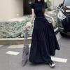 Plus Size Autumn White Pleated Midi Skirt for Women