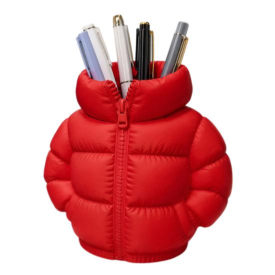 Rainbow Down Coat Pen Holder, 3D Printed Puffer Jacket Desk Organizer, Creative Storage for Stationery And Brushes