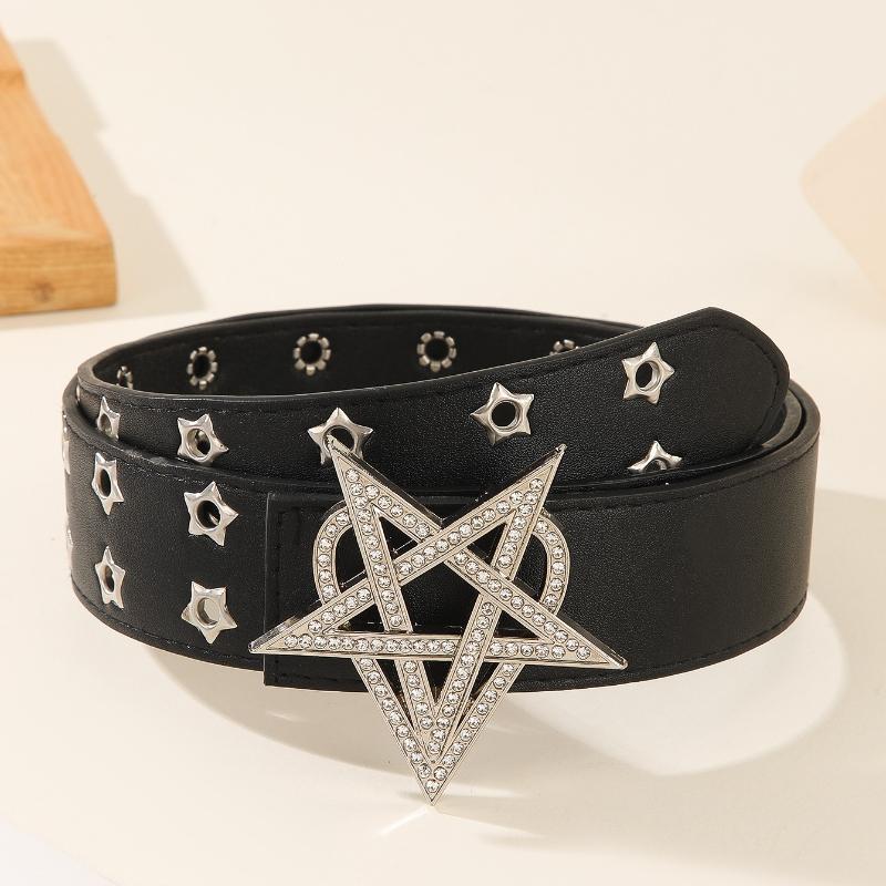 

New Diamond Belt with European and American Style Punk Style Rivets Rhinestone Belt Hip-hop Belt Motorcycle Style чёрный
