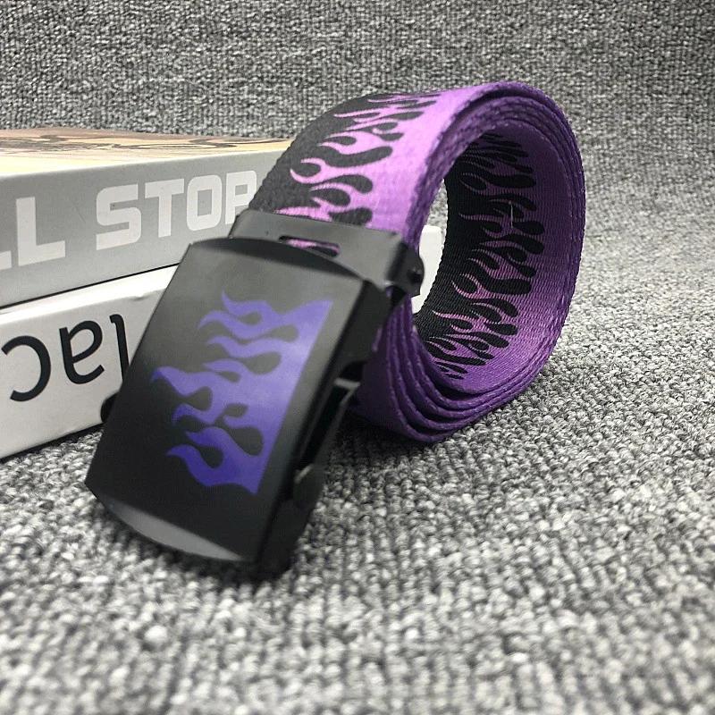 Fashion Flame Belts Unisex Hip-hop Style Belts 125cm Colorful Canvas Webbing Casual Belts Apparel Accessories