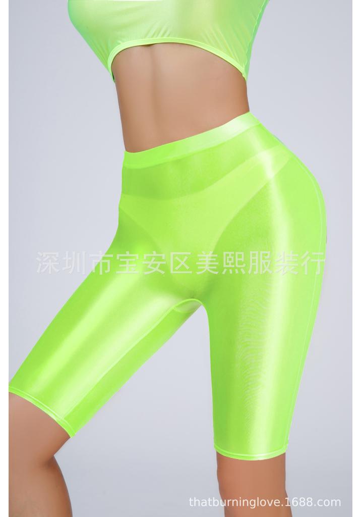 Dünne Transparente Ölgänzende Netz-Rot-Shorts Sexy Yoga-Sportshorts Hohe Elastizität Mode Sexy Damen Neue Shorts Gk3Y