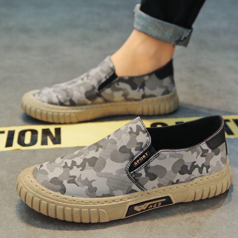 Men's Summer Camouflage Canvas Slip-On Shoes - Breathable, Casual Sports Sneakers