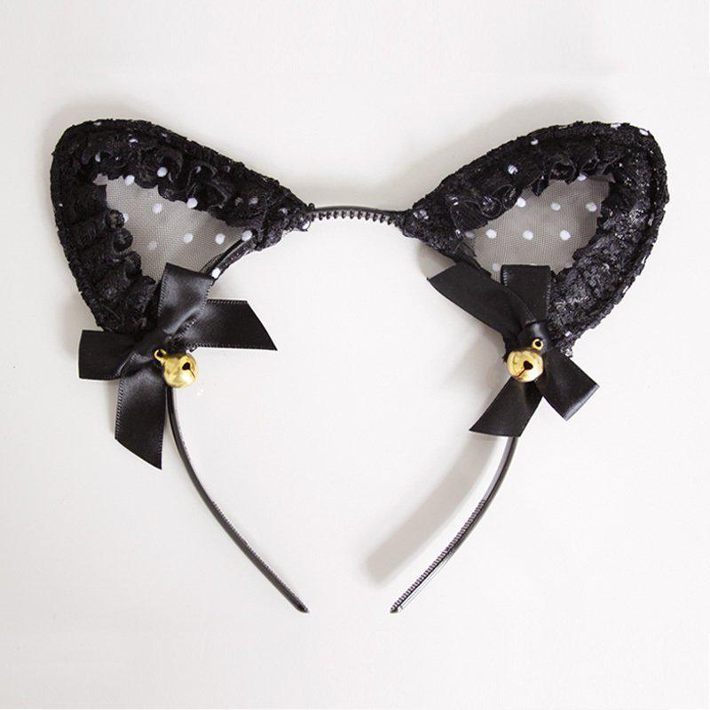 Sexy Spitzen Katzenohren Stirnband mit Tupfen - Niedliche Kätzchen Haarspange Accessoire für Frauen