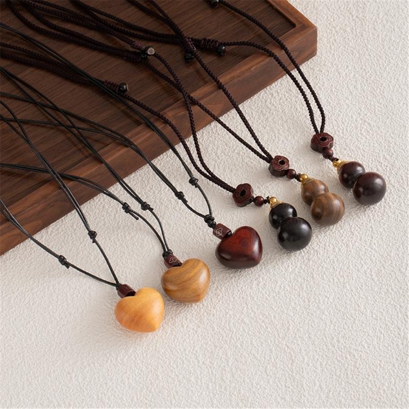 Ethnic Hand Braided Cord Necklace Featuring Openable Wood and Zinc Alloy Pendant for Cultural Fashion Stress Relief