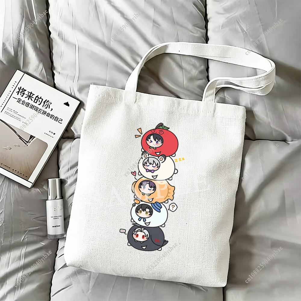 

Love and Deepspace Colorful Round Cartoon Canvas Bag Sylus Rafayel Zayne Xavier Caleb 35x40CM Figure Anime Bag for Friend Fans