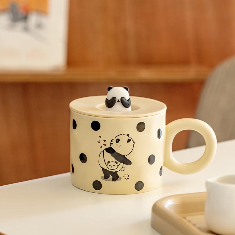 Cute Ceramic Bear Mug with Lid