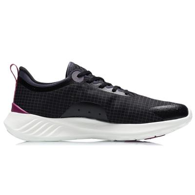 Li Ning PU, Textile Cushioning Slip Resistant Abrasion Resistant Low Top Running Shoes Women's Black White ARBR002-4