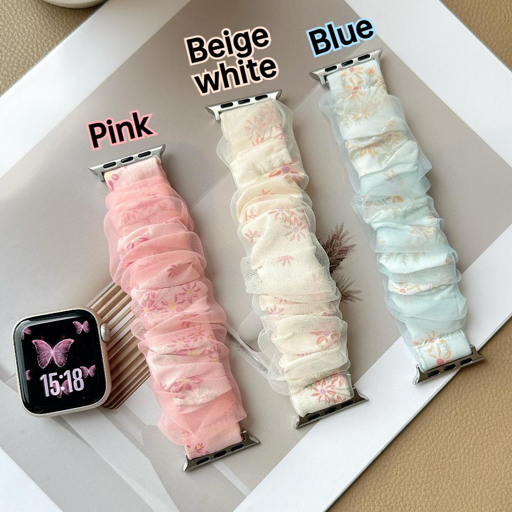 Cute Girl New mesh Elastic Strap for Apple Watch 46mm band iWatch 10 42mm Series 9 8 41mm 38mm 44mm Ultra 49mm Bracelet Elastic Watchband for women