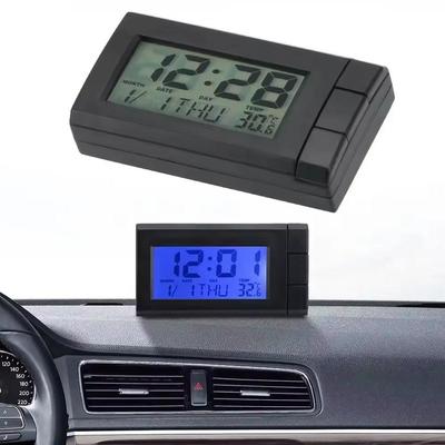 For Car Accessories Noctilucent Decor Car 2-in-1 Temperature Clock Electronic Temperature LCD Display Automotive Digital Clock