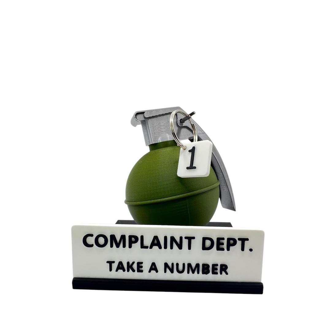 1Pc Complaint Department Hand Grenade Desktop Logo Decorative Resin Ornaments, Suitable for Home Desktop Party Holiday Decorations