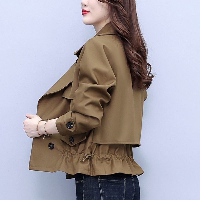 Women's Short Jacket Fashion Casual Jacket Trench Coat Top for Autumn