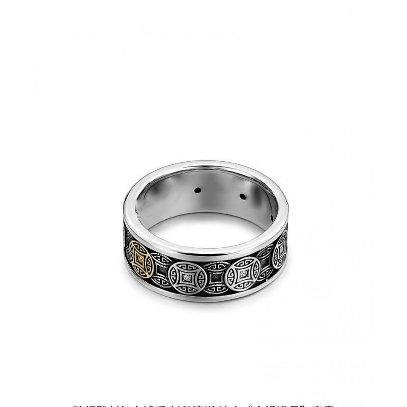 Adjustable Copper Coin Ring Men Women Vintage Style Open Finger Retro Geometric Design