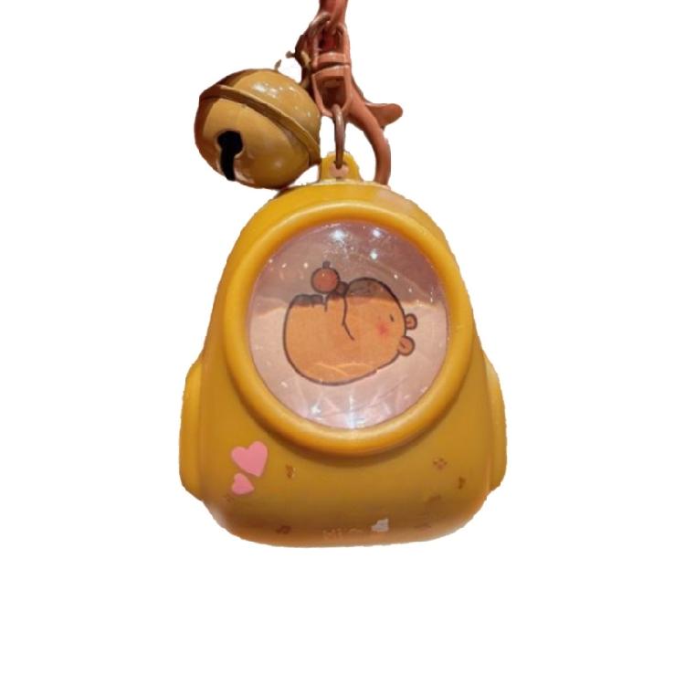 Cartoon Space Capsule Capybaras Keyring Schoolbag Pendant Trinket Animal Night Light Keyring Handmade Friend Gift