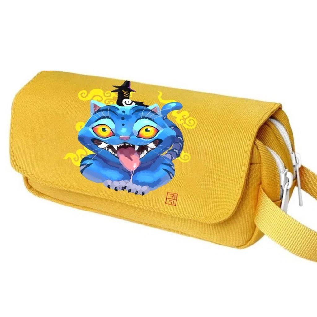 Witch Hunters Cartoon-Druck Große Kapazität Doppelschichtig Tragbares Federmäppchen für Grund- und Sekundarschüler