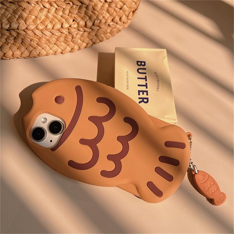 Japonya Sevimli 3d Snapper Yaki Silikon Telefon Kılıfı Iphone 14 13 12 11 Pro Max Güzel Balık Kolye Koruyucu Yumuşak Kapak Funda