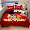 3pcs Tom & Jerry Design Printed Quilt Set - Soft and Comfortable Quilt Cover for Bedroom, Guest Room and Dormitory Decorative Bedding Set 1 Duvet Cove