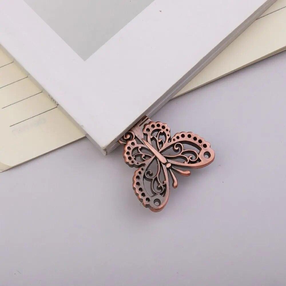 1Pc Vintage Metal Hollowed Butterfly Ginkgo Fine Carving Ruler Measuring Tool Multi-functional Straight Ruler Bookmark School Supply