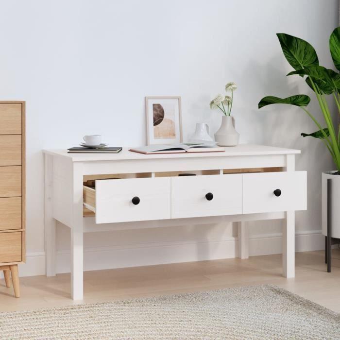 VidaXL Table basse Blanc 102x49x55 cm Bois massif de pin 820942