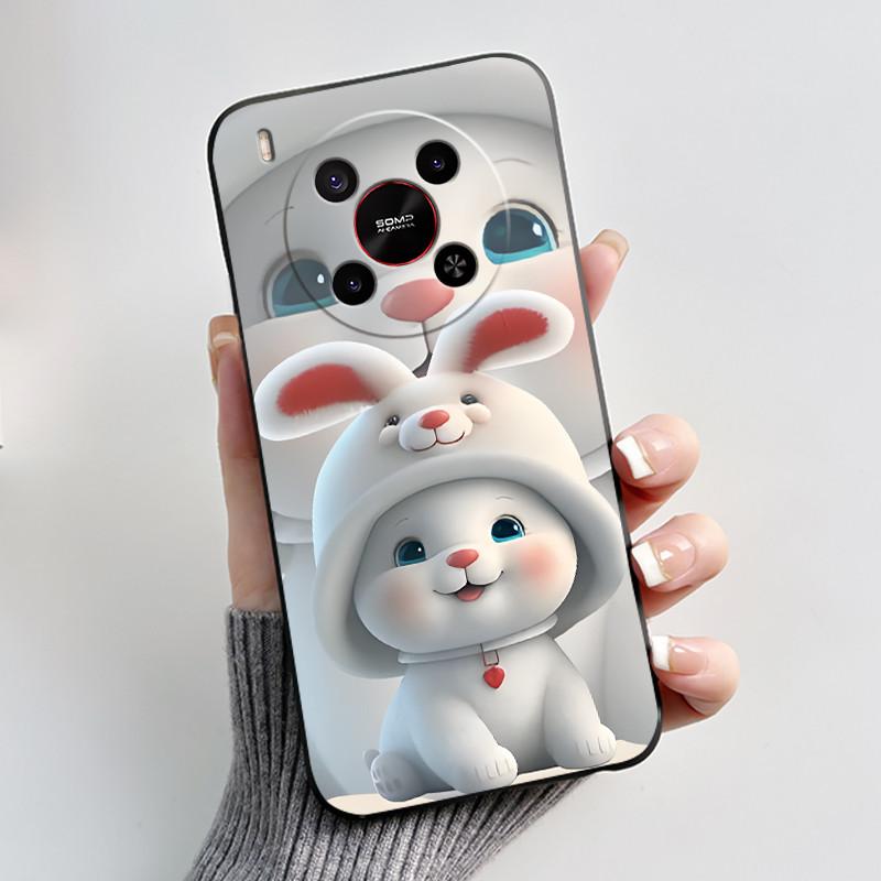 Case For ZTE Blade V70 Max / Nubia V70 Max Phone Case Black Soft Silicone Shockproof Cover Luxury Cute Love Rabbit Funny Casing