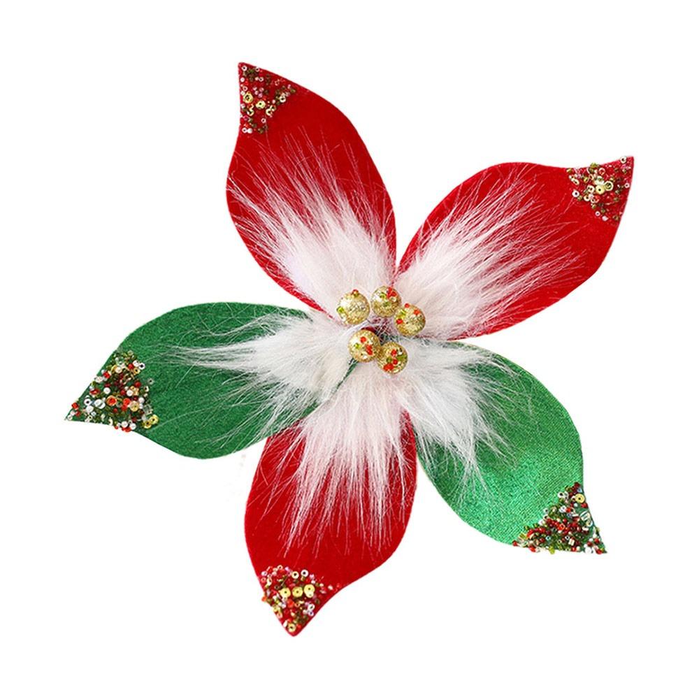 

Large Size Glitter Christmas Flower Cloth Flower Ornaments Christmas Decoration Supplies 1