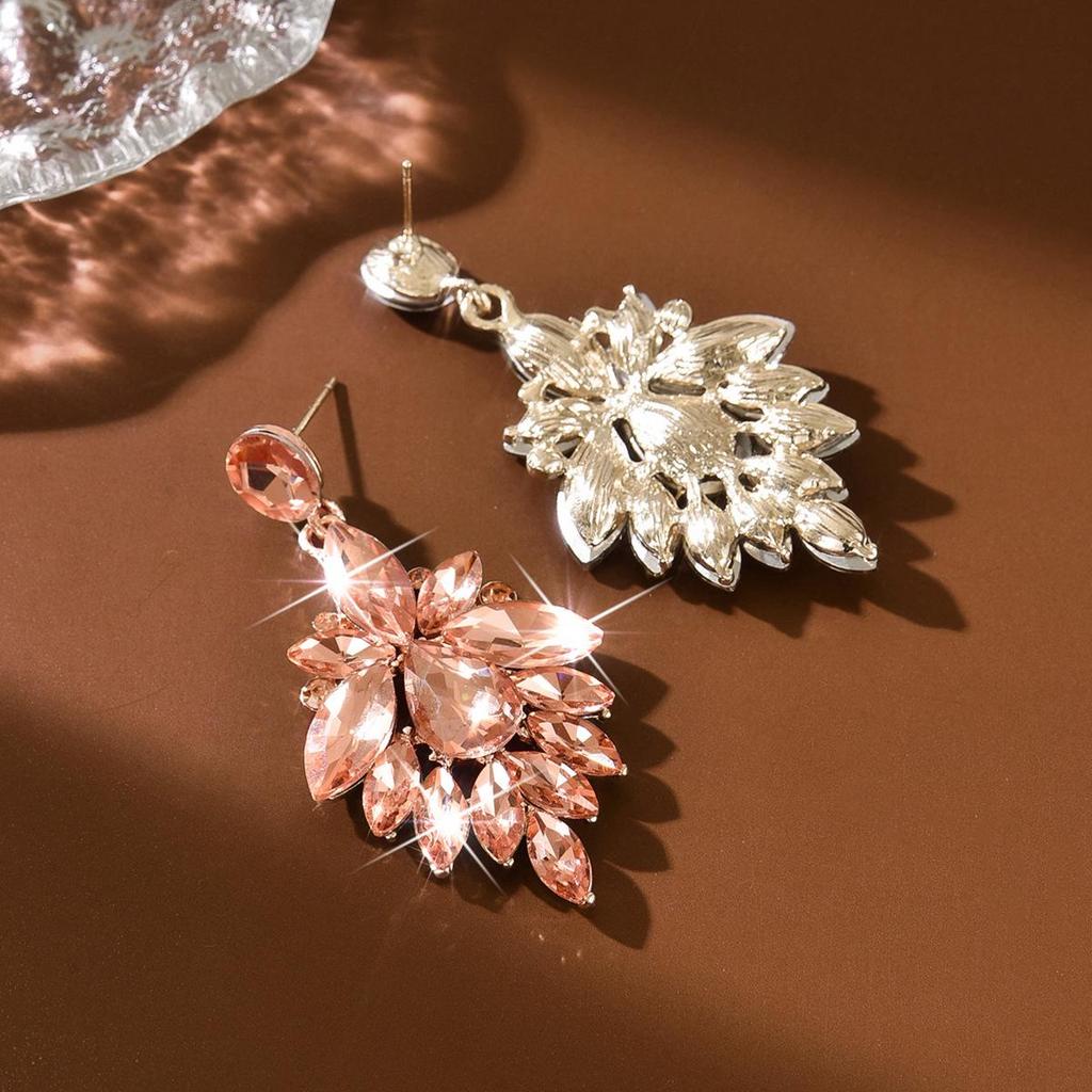Exquisite Luxury Rhinestone Crystal Flower Stud Earrings for Women - Colorful and High-End Feel