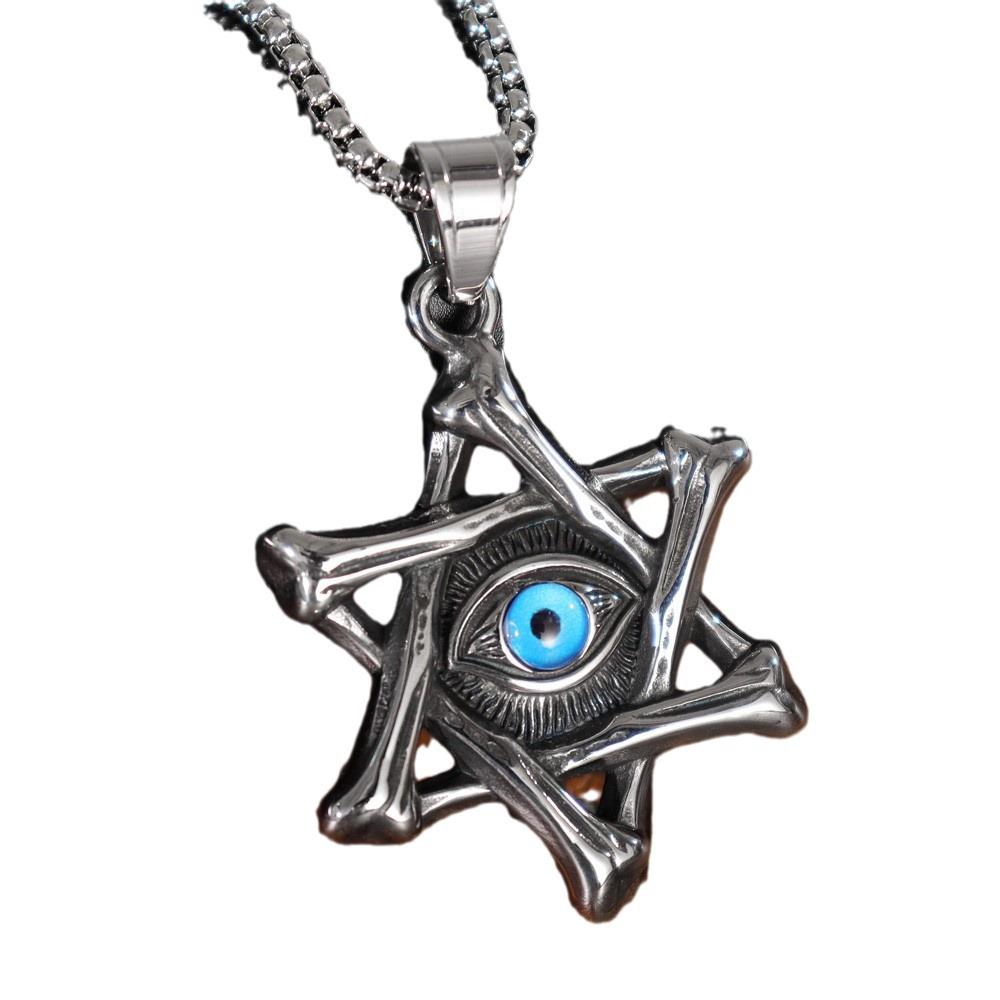 Vintage Hexagram Devil's Eye Men's Pendant Necklace