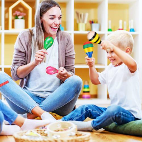 NOLITOY Wooden Maracas, 11cm, Lightweight, for Kids, Set of 4 (Random Styles)