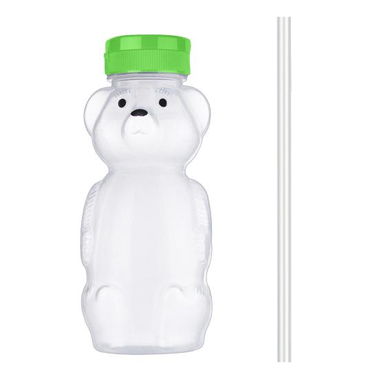 Yousheng 230ml Plastic Bear Bottle Cup with Flip Top Lid Mini Bear Shape Jar Empty Coffee Beer Drink Container for Juice Candy Milk Storing Dispensing