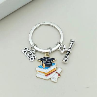 2026 Graduation Gown Cap Keychain Exquisite Versatile Graduation Cap Keychain Alloy Simple Doctoral Hat Keyring