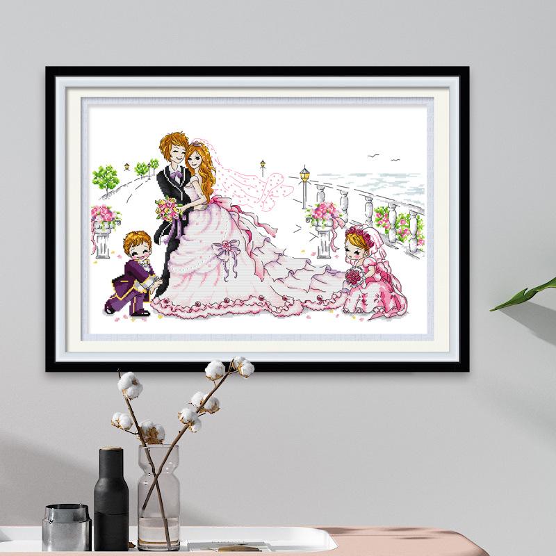 

Свадебная вышивка крестом ручной работы для декора спальни Eco Cotton, 3-strand embroidery, Model 3162