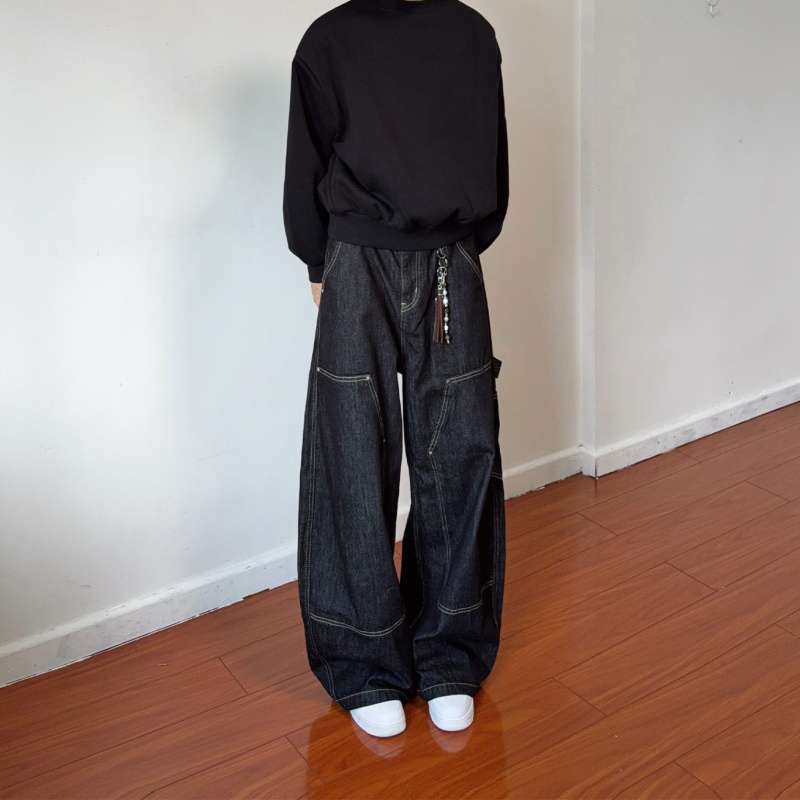 Мужские прямые джинсы JYL Американский High-Street Emostanceclub Винтажные джинсы из необработанного денима XL амарантовый