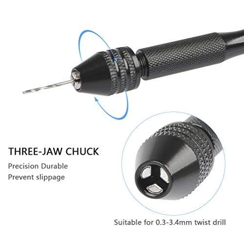 CESFONJER 25-Piece Pin Vise Hand Drill Bits | Micro Mini Twist Drill Bit Set (0.5-3mm) with 1 Pin Vise Rotary Tool for Wood, Jewelry, and Plastic