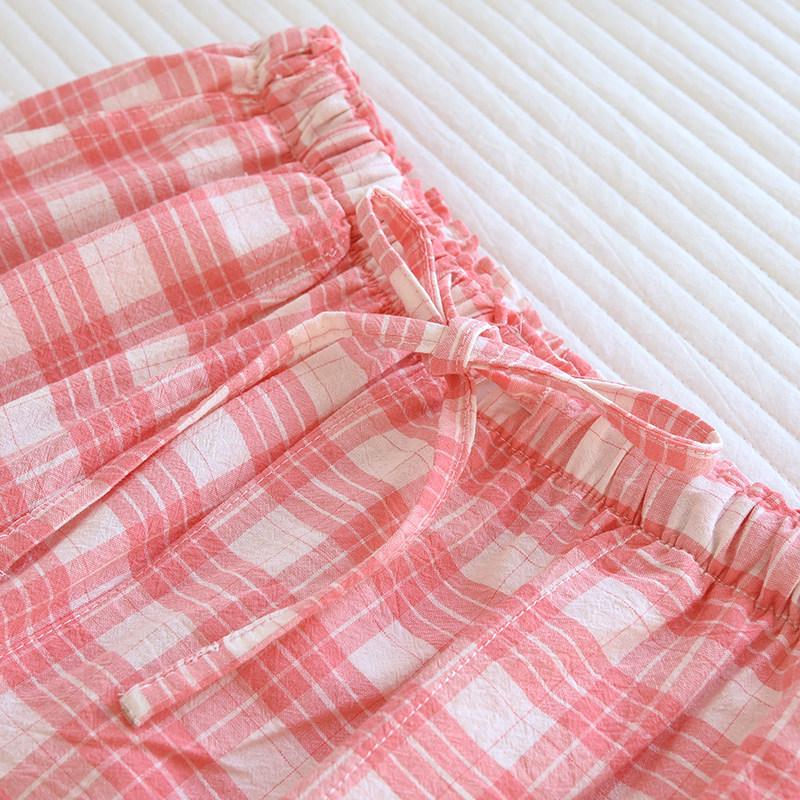 Women's Plaid Cotton Pajama Pants - Summer Thin, Loose Fit, Elastic Waist, Plus Size, Outdoor & Home Wear
