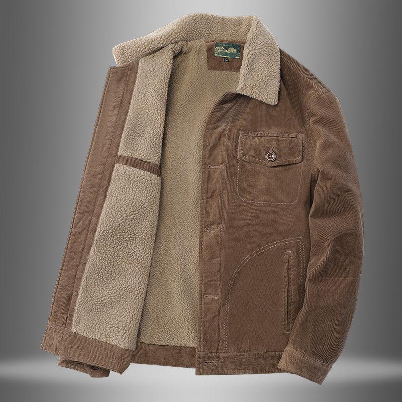 Corduroy Jacket Men's Autumn and Winter New Versatile Velvet Thickened Jacket Men's Business Casual Handsome Cotton-padded Clothes