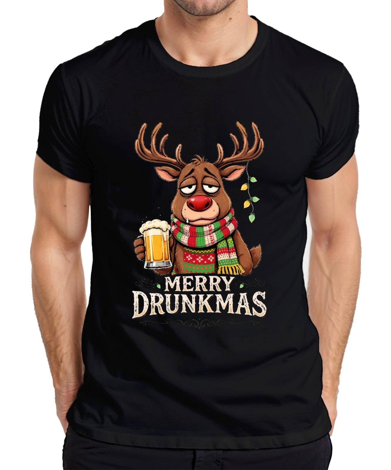 Merry Drunkmas Rentier Bier Weihnachten lustig Geschenk Retro Herren T-Shirt XS