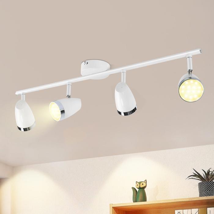 Plafonnier - NETTLIFE - Spot de plafond 4 ampoules - 16W LED - Orientable 350° - Blanc