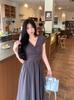 Plus Size Hepburn Style Little Black Dress - French Retro Summer Slit Skirt for Women