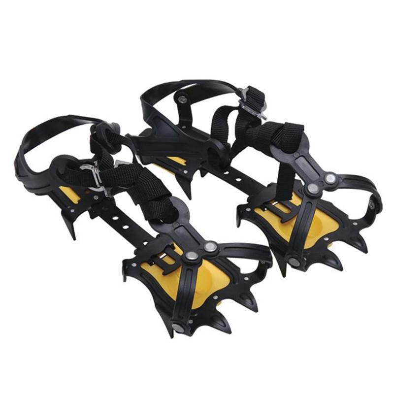 10 Dientes Agarrador de Hielo Profesional Zapatos con Pinchos Antideslizante Senderismo Escalada Pinchos de Nieve Crampones Tacos Garras Agarraderas Botas de Exterior